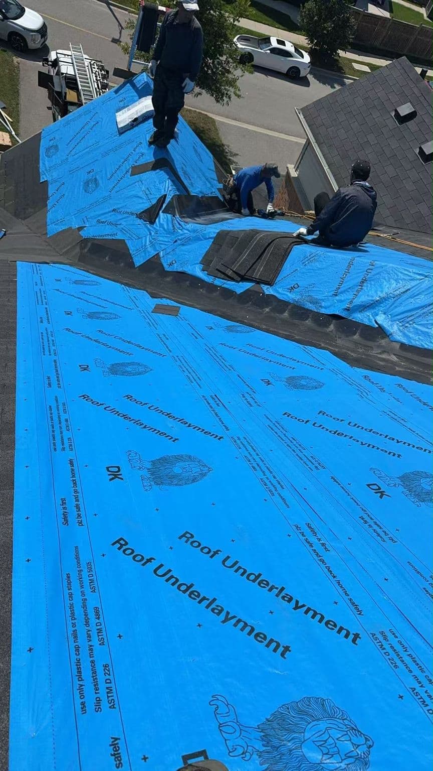 New Roof Installation in Vaughan, ON — Full tear-off and new GAF Timberline HDZ shingle installation from decking to ridge cap.